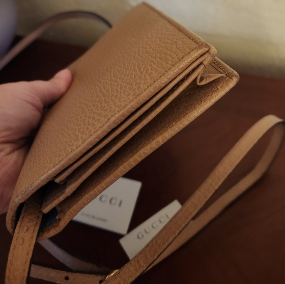 GUCCI Swing Beige Leather Cross Body Bag - Picture 8 of 12